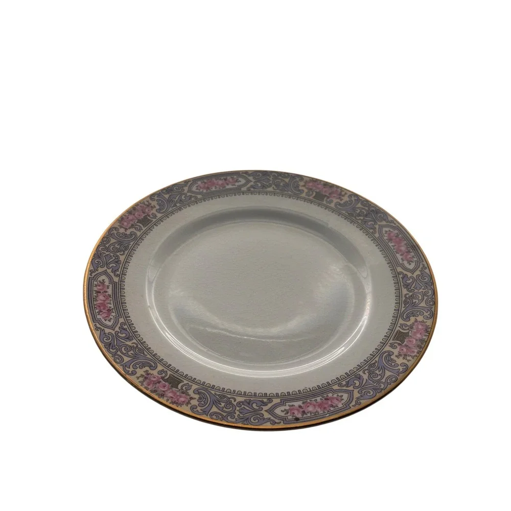 Theodore Haviland Limoges Oxford Salad Plates Set of 4 Pink Blue Gold 7.5